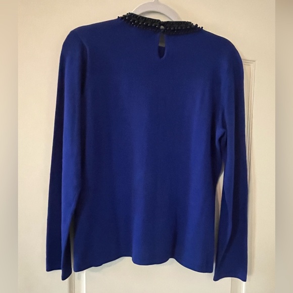 NEW! Cyrus Rich Blue Viscose Top With Jeweled Neckline Women’s Size Large - Picture 5 of 15